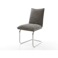 Freischwinger Lelio-Flex Bouclé Soft Schlamm Freischwinger flach Edelstahl Taschenfederkern
