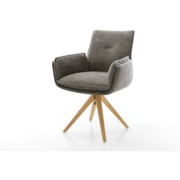 Drehstuhl Nela-Flex Bouclé Soft Schlamm Holzgestell kantig Natur 360 drehbar – Bild 2