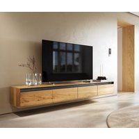 Lowboard Stonegrace 240 cm Eiche Natur 4 Türen Schwebend