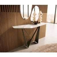 Konsolentisch Edge Polygonal 140x50 cm Keramik Onyx Champagne Spios Metall Effektfinish Titan
