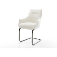 Freischwinger Alja-Flex mit Armlehnen Bouclé Soft Beige Freischwinger flach Graphit Taschenfederkern