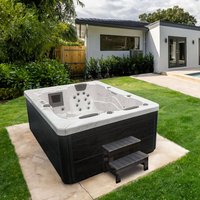 Outdoor Whirlpool mit Treppe und Thermoabdeckung WHITE MARBLE Anthrazit - 210 x 160 cm für 3 Personen – Bild 2