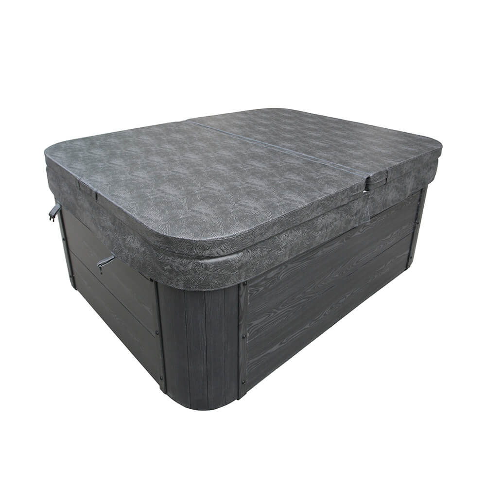 Outdoor Whirlpool mit Treppe und Thermoabdeckung WHITE MARBLE Anthrazit - 210 x 160 cm für 3 Personen – Bild 3