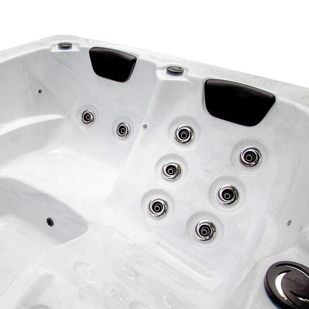 Outdoor Whirlpool mit Treppe und Thermoabdeckung WHITE MARBLE Anthrazit - 210 x 160 cm für 3 Personen – Bild 6