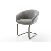 Freischwinger Vinka-Flex mit Armlehnen Bouclé Silbergrau Freischwinger flach Effektfinish Titan Taschenfederkern