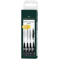 FABER-CASTELL Tuschestift PITT artist pen, schwarz, 4er Etui