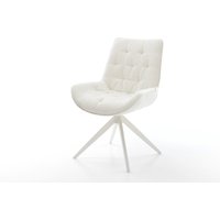 Drehstuhl Taimi-Flex Bouclé Soft Beige Kreuzgestell breit Weiß 360 drehbar Wippfunktion
