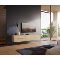 Lowboard Cuor 180 cm Keramik Laminam Sabbia Eichefarbig 1 Klappe 2 Schubfächer Schwebend