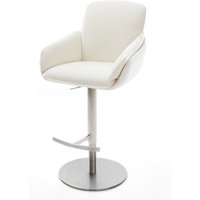 Barstuhl Luan-Flex Bouclé Soft Beige Drehfuß höhenverstellbar Edelstahl Silberfarben