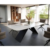 Esstisch Edge Boot 240x120 cm Keramik Onyx Champagne V-Gestell Flachstahl Schwarz