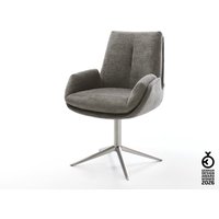 Drehstuhl Clea-Flex Bouclé Soft Schlamm Fußkreuz Edelstahl 360 drehbar Wippfunktion