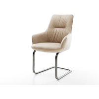 Freischwinger Zelia-Flex mit Armlehnen Mikrofaser Beige Vintage Freischwinger flach Graphit Taschenfederkern