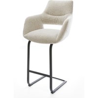 Barstuhl Yago-Flex Webstoff Soft Beige Freischwinger Flach Metall Schwarz Taschenfederkern