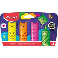 Maped Textmarker Mini FLUO, PEPS KAWAI, 4er Blister