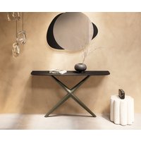 Konsolentisch Edge Boot 140x40 cm Keramik Laminam Noir Desir Braun Estelo Metall Effektfinish Titan