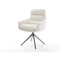 Drehstuhl Abelia-Flex mit Armlehnen Bouclé Soft Beige Kreuzgestell breit Graphit 360 drehbar Wippfunktion