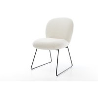 Esszimmerstuhl Nube-Flex Bouclé Soft Beige Kufengestell Schwarz Taschenfederkern