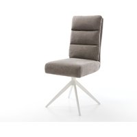 Drehstuhl Pela-Flex Strukturstoff Soft Taupe Kreuzgestell breit Weiß 360 drehbar Wippfunktion Taschenfederkern