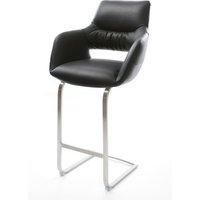 Barstuhl Yago-Flex Echt-Leder Schwarz Freischwinger flach Edelstahl Taschenfederkern