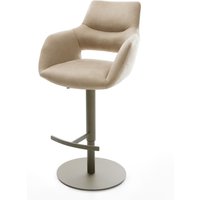 Barstuhl Yago-Flex Mikrofaser Beige Vintage Drehfuß höhenverstellbar Metall Titanfarben Taschenfederkern