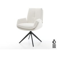 Drehstuhl Clea-Flex Bouclé Creme-Weiß Kreuzgestell breit Schwarz 360 drehbar Wippfunktion