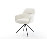 Esszimmerstuhl Pejo-Flex Bouclé Soft Beige Kreuzgestell konisch Schwarz Taschenfederkern