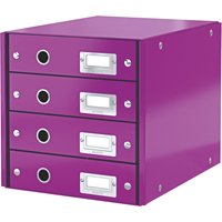 LEITZ Schubladenbox Click & Store WOW, 4 Schübe, violett