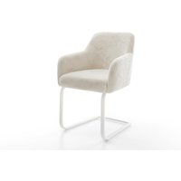 Freischwinger Greg-Flex Plüsch Creme-Weiß Freischwinger flach Weiß Taschenfederkern