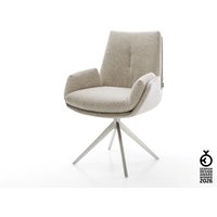 Drehstuhl Clea-Flex Webstoff Soft Beige Kreuzgestell breit Edelstahl 360 drehbar Wippfunktion