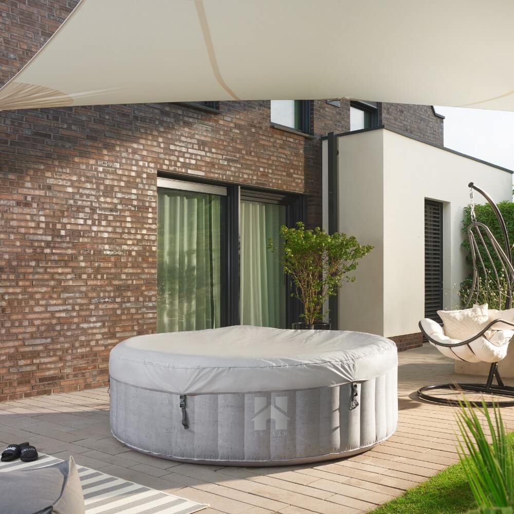 Outdoor Whirlpool SPLASH inkl. Abdeckung - Ø208 cm 6 Personen Beton – Bild 3