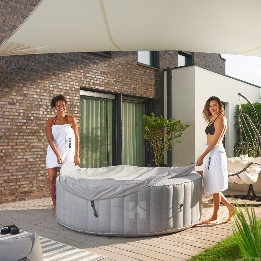 Outdoor Whirlpool SPLASH inkl. Abdeckung - Ø208 cm 6 Personen Beton – Bild 5