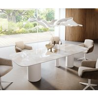 Esstisch Edge Boot 270x120 cm Keramik Iris FMG Onice Grigio Troa Metall Weiß – Bild 2