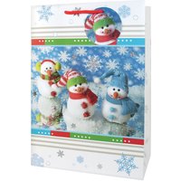 CACTUS Weihnachts-Geschenktüte, 3 Schneemänner, groß