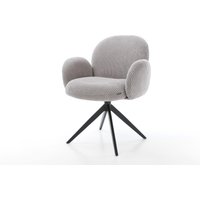 Drehstuhl Nube-Flex mit Armlehnen Cord Silbergrau Kreuzgestell breit Schwarz 360 drehbar Wippfunktion Taschenfederkern