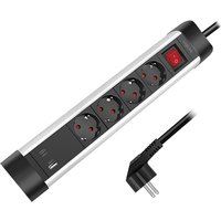 LogiLink Tisch-Steckdosenleiste, 4-fach, 2x USB, mit Schalter