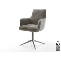 Drehstuhl Heira-Flex mit Armlehnen Bouclé Soft Schlamm Fußkreuz Graphit 360 drehbar Wippfunktion Taschenfederkern