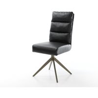 Drehstuhl Pela-Flex Echt-Leder Schwarz Kreuzgestell breit Effektfinish Titan 360 drehbar Wippfunktion Taschenfederkern
