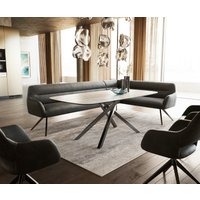 Esszimmerbank Taya-Flex 285x190 cm Mikrofaser Anthrazit Vintage Kreuzgestell kantig Graphit Taschenfederkern Rechts