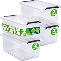 Deuba Aufbewahrungsbox 4er-Set 20x15x12cm 2L transparent stapelbar BPA-frei
