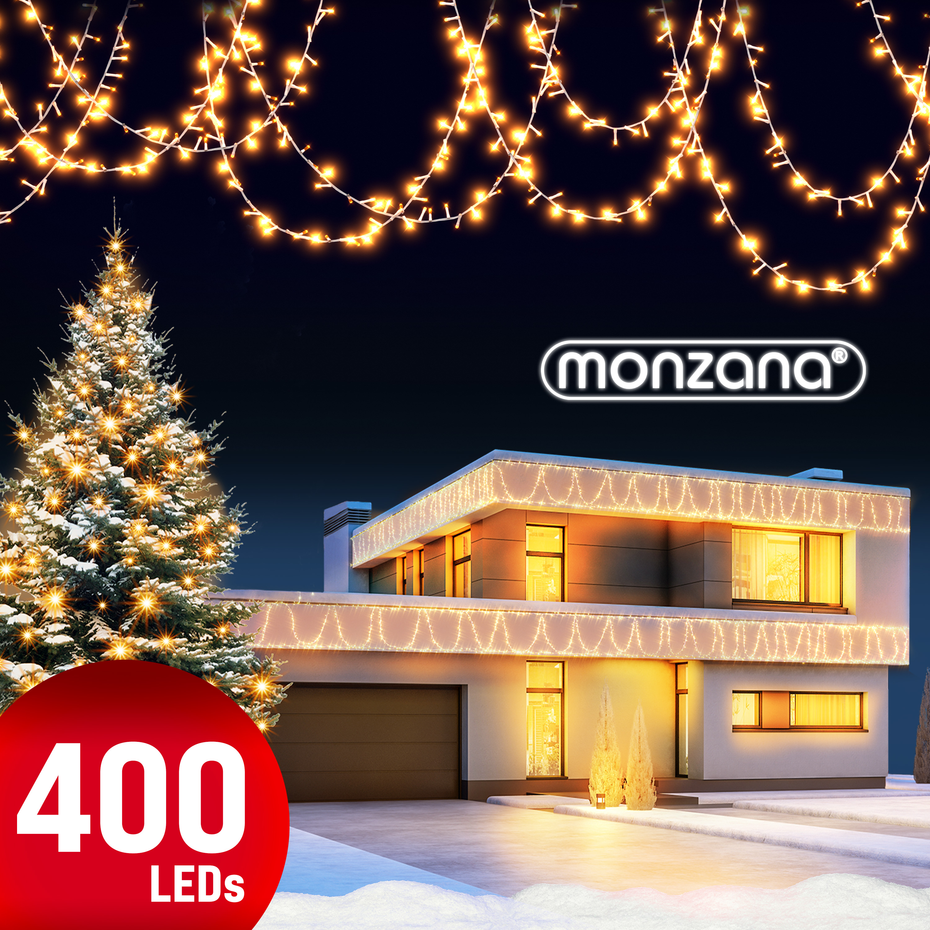 monzana Lichterkette Weihnachten Warmweiß 40m transparent – Bild 3