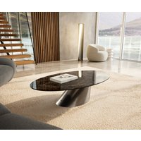 Couchtisch Edge Oval 140x80 cm Keramik Emperador Extra Lucidato Dunkelbraun Conis Edelstahl gebürstet – Bild 2