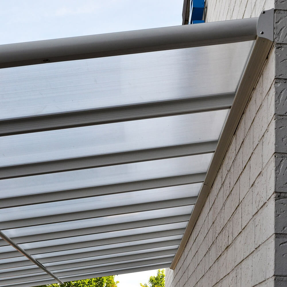 Terrassenüberdachung SOLIS - 496 / 503 x 300 / 303 x 278 / 226 cm Weiß – Bild 3