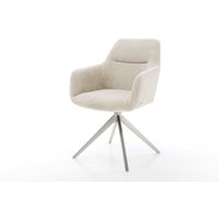 Drehstuhl Pejo-Flex Cord Beige Kreuzgestell breit Edelstahl 360 drehbar Wippfunktion Taschenfederkern