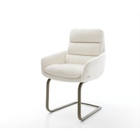 Freischwinger Abelia-Flex mit Armlehnen Bouclé Soft Beige Freischwinger flach Effektfinish Titan