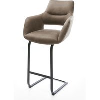 Barstuhl Yago-Flex Mikrofaser Taupe Vintage Freischwinger Flach Metall Schwarz Taschenfederkern