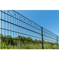 Doppelstabmattenzaun Schmuckzaun Raute inkl. Eckpfosten Anthrazit/Grün MORATA - 240 cm x 30m 4x Eckpfosten – Bild 2