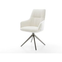 Drehstuhl Zelia-Flex mit Armlehnen Bouclé Soft Beige Kreuzgestell breit Graphit 360 drehbar Wippfunktion Taschenfederkern