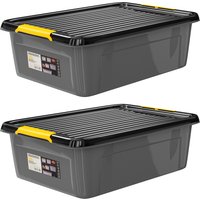 monzana Aufbewahrungsbox 2er-Set Grau/Anthrazit 58x39x16cm stapelbar