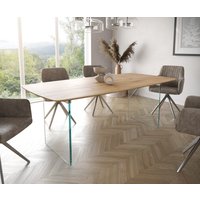 DELIFE Edge Esstisch Eiche Glas