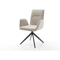 Drehstuhl Vinja-Flex Webstoff Soft Beige Kreuzgestell breit Schwarz 360 drehbar Wippfunktion